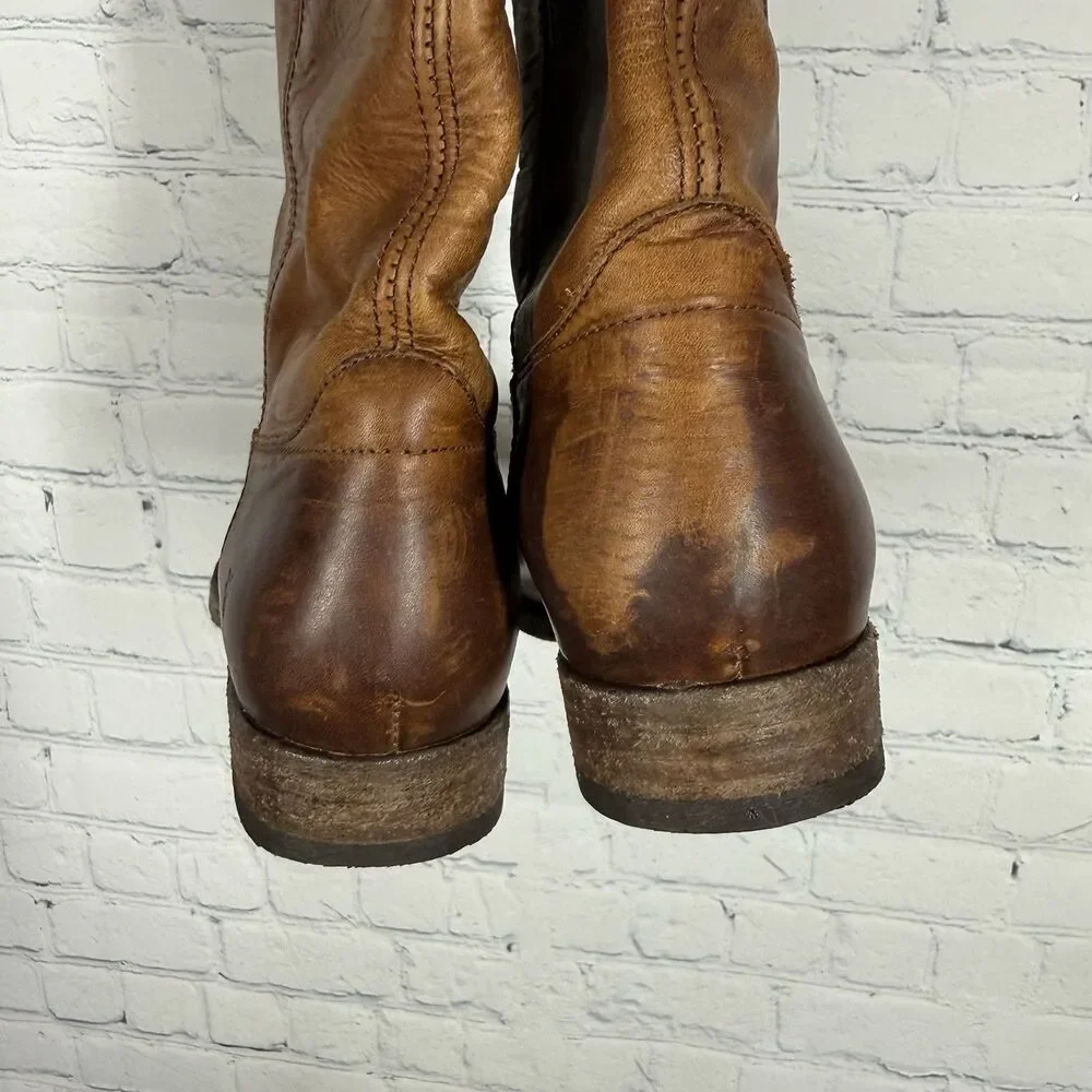 Frye Melissa Button Riding Boots Womens 7 Brown Leather Tall Equestrian USA